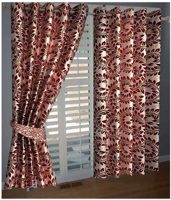 

Panipat Textile Hub 213 cm (7 ft) Polyester Door Curtain (Pack Of 2)(Floral, Maroon)