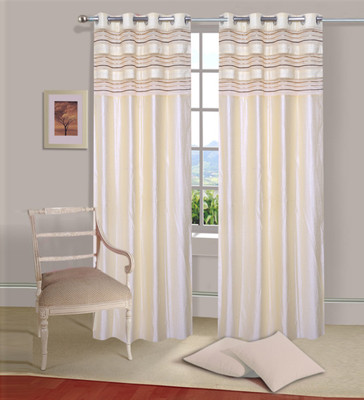 

Excel Bazaar 214 cm (7 ft) Polycotton Door Curtain (Pack Of 2)(Plain, Cream)