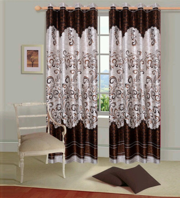 

Countingbeds 213 cm (7 ft) Polyester Door Curtain (Pack Of 2)(Printed, Brown)