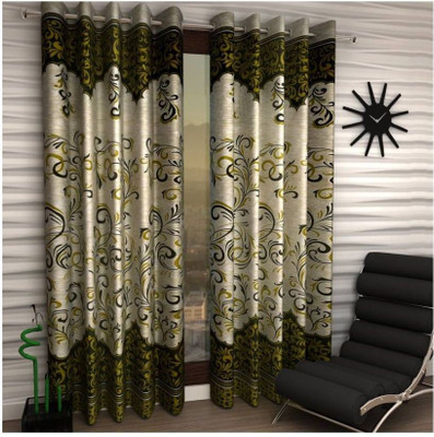 

Italian Fab 213 cm (7 ft) Polyester Door Curtain (Pack Of 4)(Floral, Green)