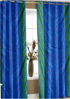 

Story@Home 152 cm (5 ft) Polyester Window Curtain Single Curtain(Floral, Blue, Green)