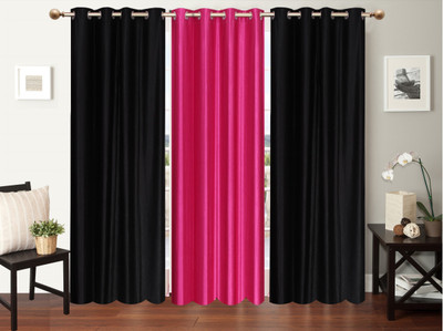 

Furnishing Zone 274 cm (9 ft) Polyester Long Door Curtain (Pack Of 3)(Plain, Black, Pink)