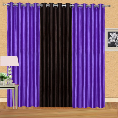 

Excel Bazaar 275 cm (9 ft) Polyester Long Door Curtain (Pack Of 3)(Solid, Purple, Brown)