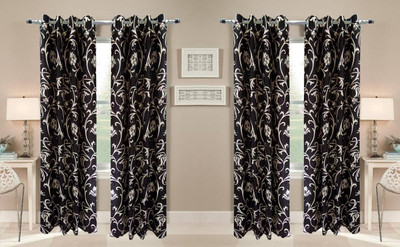 Abhi Decor 213 cm (7 ft) Polyester Door Curtain (Pack Of 4)(Printed, Brown)