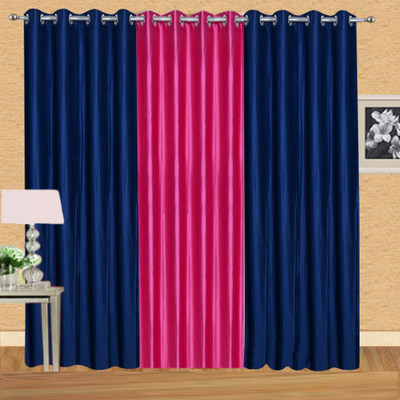 

Excel Bazaar 275 cm (9 ft) Polyester Long Door Curtain (Pack Of 3)(Solid, Neavy Blue, Dark Pink)