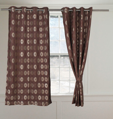 

Threadmix 152 cm (5 ft) Polycotton Window Curtain (Pack Of 2)(Floral, Brown)