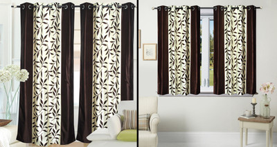 

Fantasy Home Decor 84 cm (3 ft) Polyester Window Curtain (Pack Of 4)(Floral, Brown)