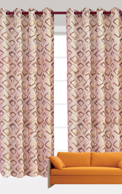 

India Furnish 275 cm (9 ft) Polycotton Long Door Curtain (Pack Of 2)(Floral, Gold)