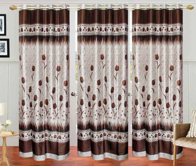 

iTrend India 274 cm (9 ft) Polyester Long Door Curtain (Pack Of 3)(Printed, Coffee)