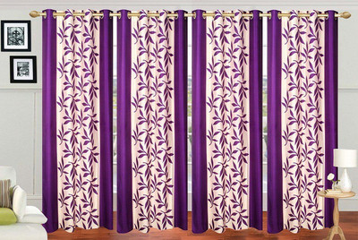 

Stella Creations 275 cm (9 ft) Polyester Long Door Curtain (Pack Of 4)(Printed, Purple)