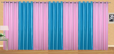 

Ville Style 275 cm (9 ft) Polyester Long Door Curtain (Pack Of 7)(Solid, Pink, Light Blue), Light blue;pink