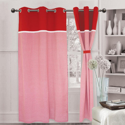 

Elan 210 cm (7 ft) Cotton Door Curtain Single Curtain(Printed, Red)