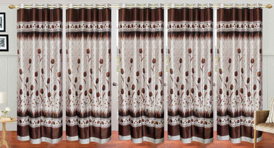 

Ville Style 214 cm (7 ft) Polyester Door Curtain (Pack Of 5)(Floral, Brown)
