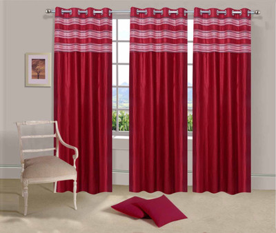 

Ville Style 275 cm (9 ft) Polyester Long Door Curtain (Pack Of 3)(Solid, Red)