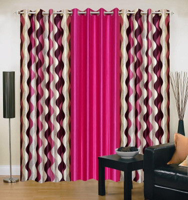 

Stella Creations 214 cm (7 ft) Polyester Door Curtain (Pack Of 3)(Printed, Pink)