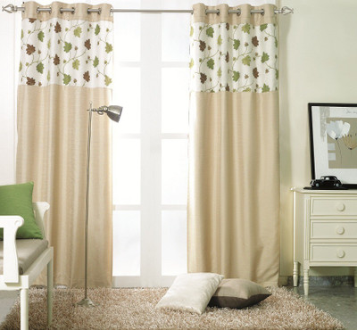 

KC HOME 213 cm (7 ft) Polyester Door Curtain Single Curtain(Floral, Beige, Green)