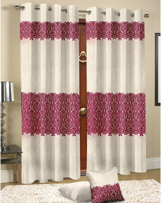 

Cortina 210 cm (7 ft) Velvet Door Curtain Single Curtain(Motif, Maroon)