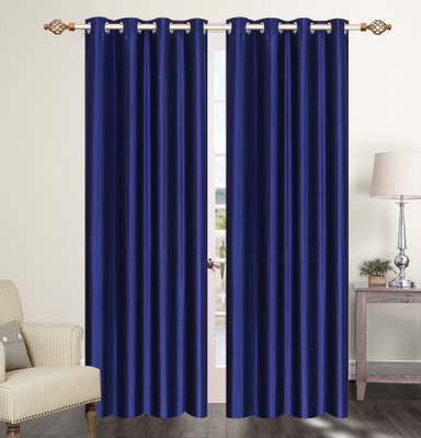 

Furnishing Zone 152 cm (5 ft) Polyester Window Curtain (Pack Of 2)(Plain, Blue)