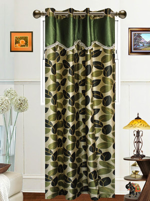 40% OFF on Dekor World 225 cm (7 ft) Polyester Door Curtain Single Curtain(Abstract, Green)