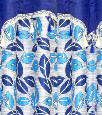 

Cortina 270 cm (9 ft) Polyester Long Door Curtain Single Curtain(Floral, Blue)