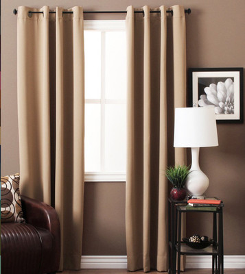 

American-Elm 153 cm (5 ft) Polyester Window Curtain (Pack Of 2)(Solid, Yellow)