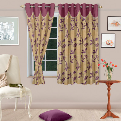 

Cortina 150 cm (5 ft) Polyester Window Curtain (Pack Of 2)(Floral, Purple)