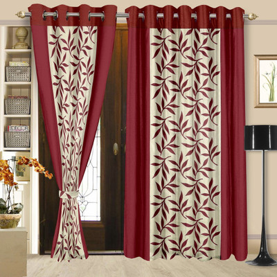 

Cortina 210 cm (7 ft) Polyester Door Curtain (Pack Of 2)(Floral, Maroon)