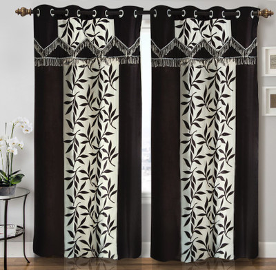 

Home Candy 212 cm (7 ft) Polyester Door Curtain (Pack Of 2)(Floral, Brown)