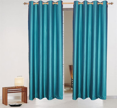 

Batham Sales 274 cm (9 ft) Blends Long Door Curtain (Pack Of 2)(Plain, Turquise)