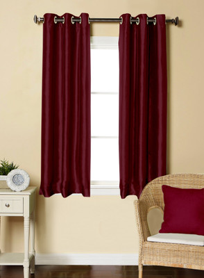 

Lushomes 152 cm (5 ft) Polyester Window Curtain (Pack Of 2)(Solid, Maroon)