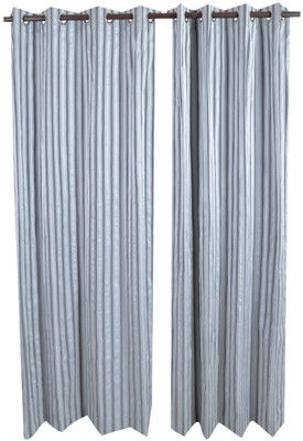 

MABA 215 cm (7 ft) Cotton Door Curtain (Pack Of 2)(Striped, Grey)