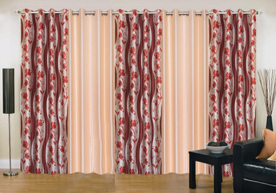 

Stella Creations 214 cm (7 ft) Polyester Door Curtain (Pack Of 5)(Printed, Maroon, Beige), Beige;maroon