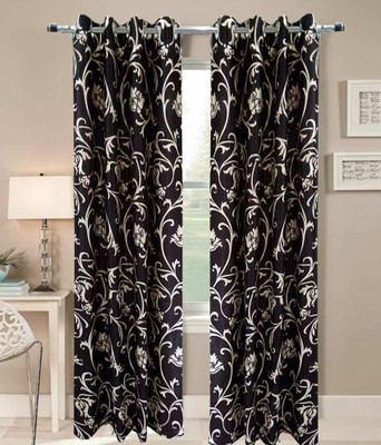 

Stella Creations 212 cm (7 ft) Polyester Door Curtain (Pack Of 2)(Floral, Brown)