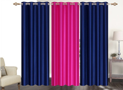 

Furnishing Zone 274 cm (9 ft) Polyester Long Door Curtain (Pack Of 3)(Plain, Blue, Pink)