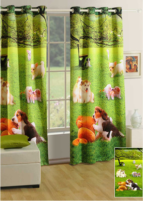 

Swayam 225 cm (7 ft) Silk Door Curtain Single Curtain(Cartoon, Green)