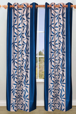 

Ville Style 2.14 m (0 ft) Polyester Door Curtain (Pack Of 2)(Floral, Aqua)