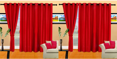 

Cortina 210 cm (7 ft) Polyester Door Curtain (Pack Of 4)(Floral, Red)
