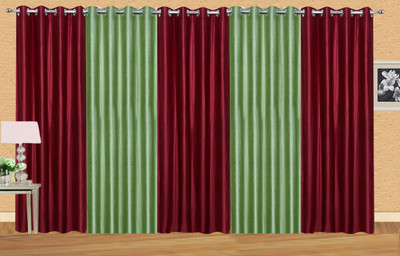

Stella Creations 214 cm (7 ft) Polyester Door Curtain (Pack Of 5)(Solid, Maroon, Light Green), Light green;maroon