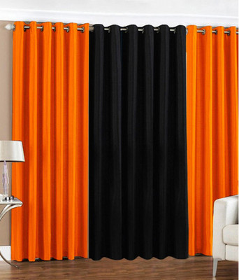 

PHome Decor 213 cm (7 ft) Polyester Door Curtain (Pack Of 3)(Plain, 2 Orange 1 Black)