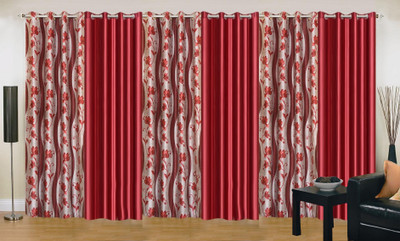 

Stella Creations 274 cm (9 ft) Polyester Long Door Curtain (Pack Of 6)(Printed, Maroon)