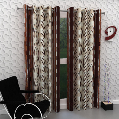 

Panipat Textile Hub 213 cm (7 ft) Polyester Door Curtain (Pack Of 2)(Floral, Brown)