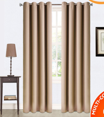 

American-Elm 214 cm (7 ft) Polyester Door Curtain (Pack Of 2)(Solid, Beige_8)
