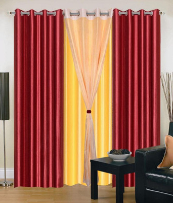 

Super India 152 cm (5 ft) Polyester Window Curtain (Pack Of 4)(Plain, Mahroon)