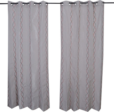 

MABA 215 cm (7 ft) Polyester Door Curtain (Pack Of 2)(Embroidered, Grey)