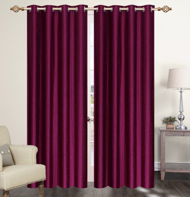 

Furnishing Zone 274 cm (9 ft) Polyester Long Door Curtain (Pack Of 2)(Plain, Purple)