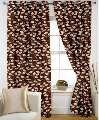 

Story@Home 213.36 cm (7 ft) Polyester Door Curtain Single Curtain(Floral, Brown)
