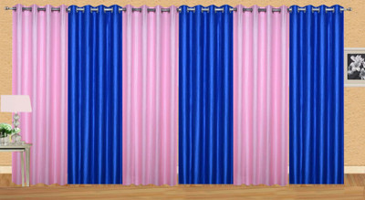 

Ville Style 153 cm (5 ft) Polyester Window Curtain (Pack Of 6)(Solid, Pink, Blue), Blue;pink