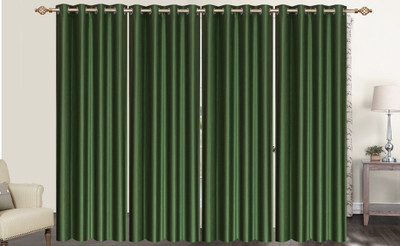 

Furnishing Zone 152 cm (5 ft) Polyester Window Curtain (Pack Of 4)(Plain, Green)