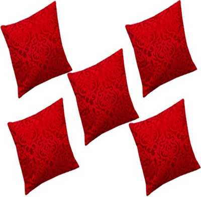 MS Enterprises Polyester Cushions Cover(Pack of 5, 40 cm*40 cm, Red)
