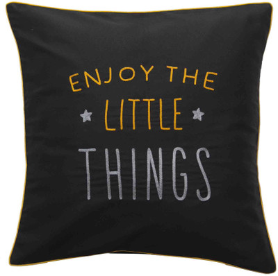 

Band Box Embroidered Cushions Cover(40.64 cm*40.64 cm, Black)